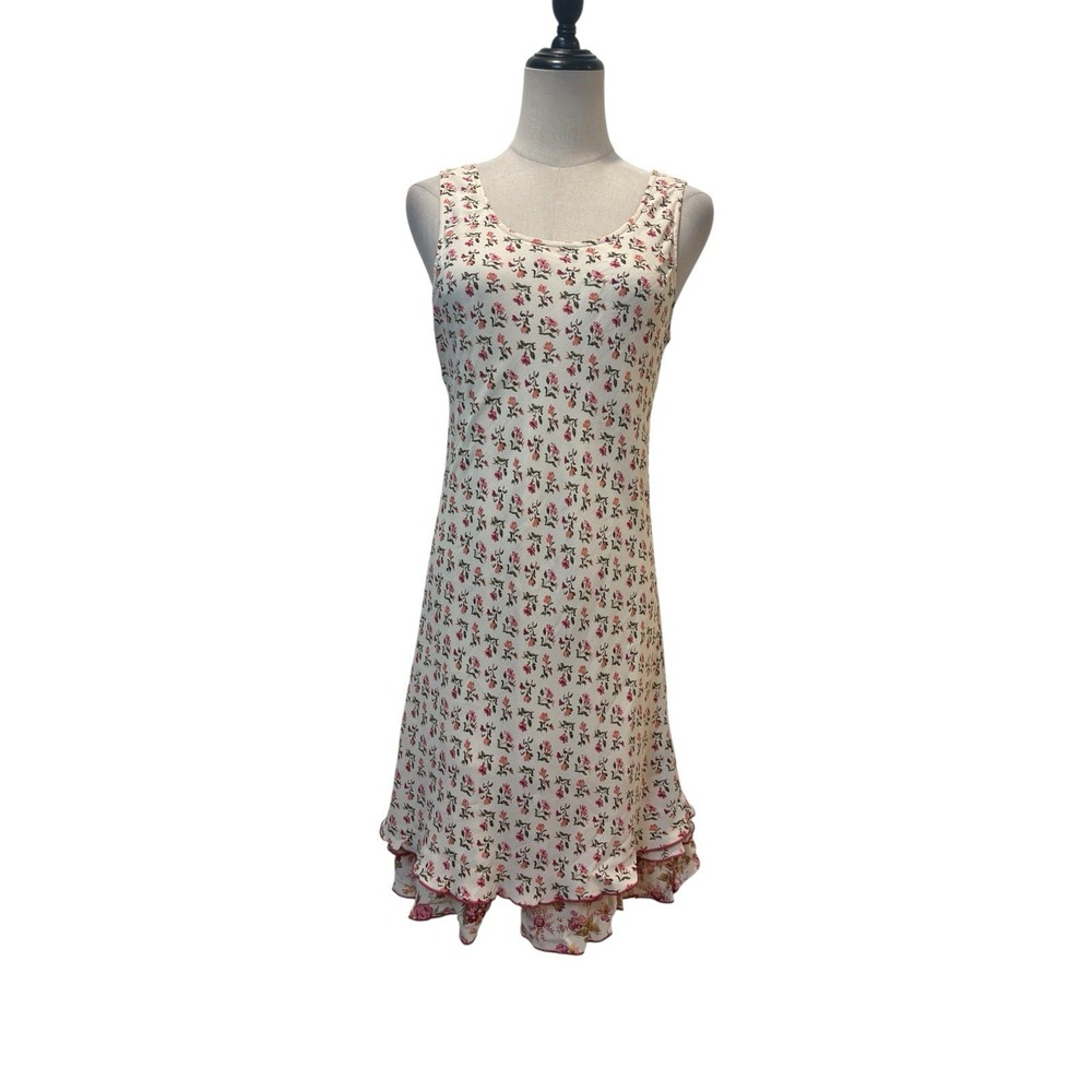 April Cornell Cream Midi Dress with Pink Floral Print
